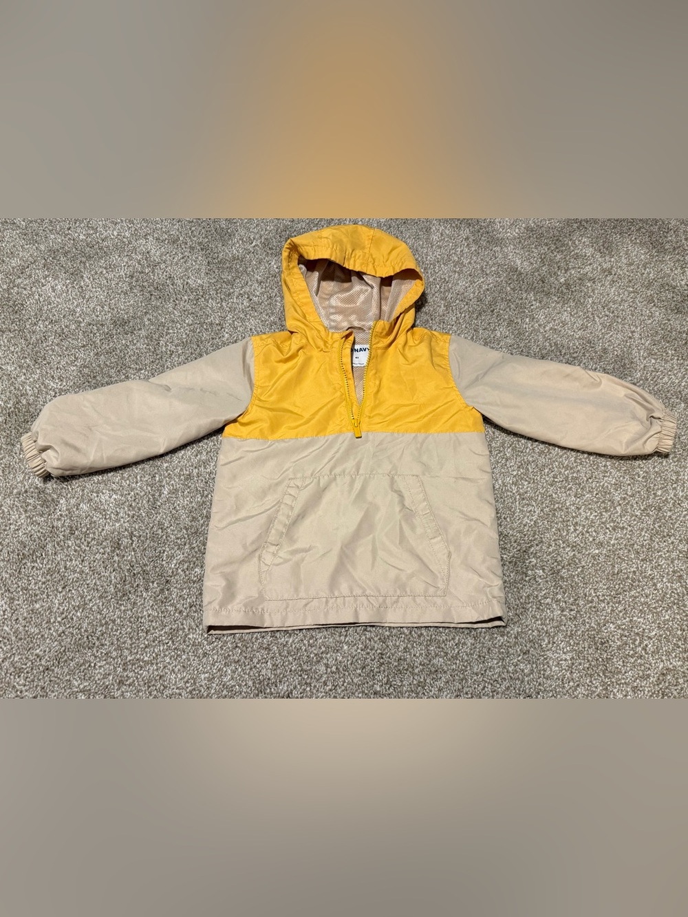 Old Navy Yellow and Beige Hooded Pullover Windbreaker